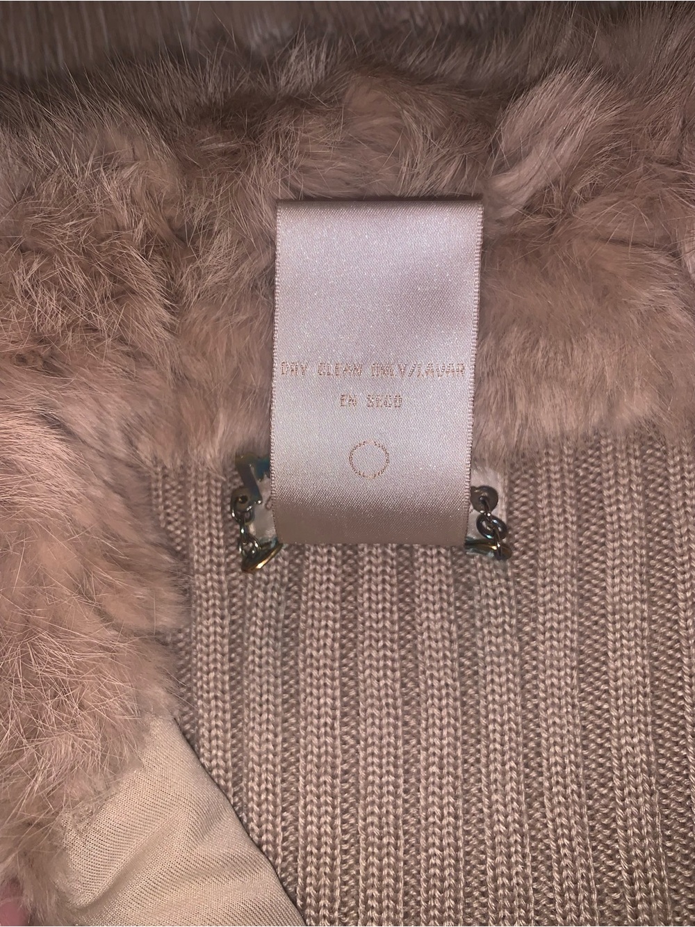 Vintage Baby Phat Faux Fur Front Ribbed Knit Jacket - Taupe Size: Medium - Picture 5 of 9
